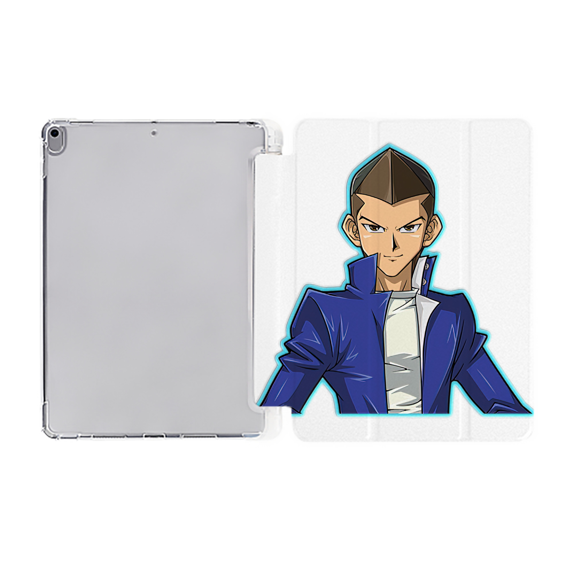 （画像用） 遊☆戯☆王 Yu-Gi-Oh! IPad ケース ペン収納付き 三つ折りスタンド PUレザー×シリコン 対応機種9.5/10.5/10.9インチ
